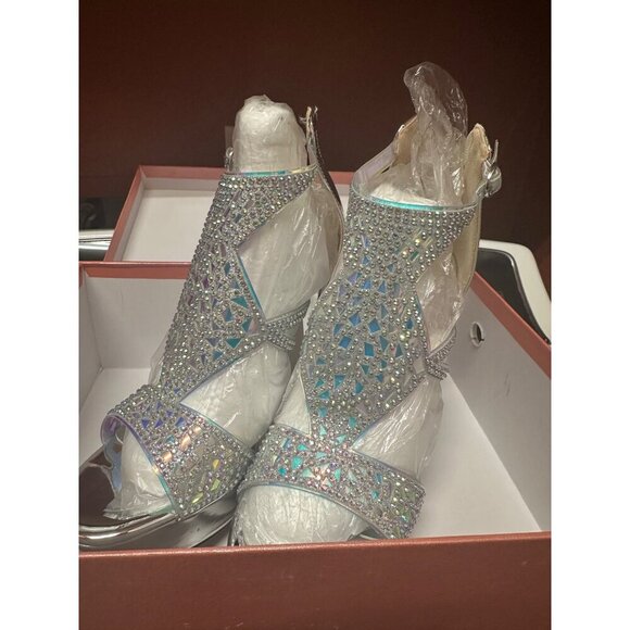 Eldof  Sandals, Sexy High Heel Strappy Sandals Rinestones, Cutout Open Toe Sz 8 - Picture 3 of 6